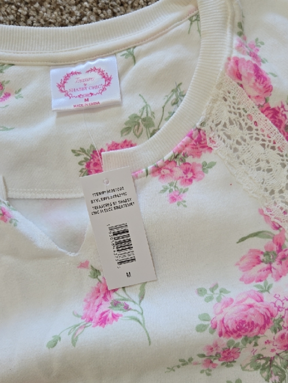 Shabby Chic Floral Skirt Sets in Blue and Cream with Pink Roses - Picture 5 of 5